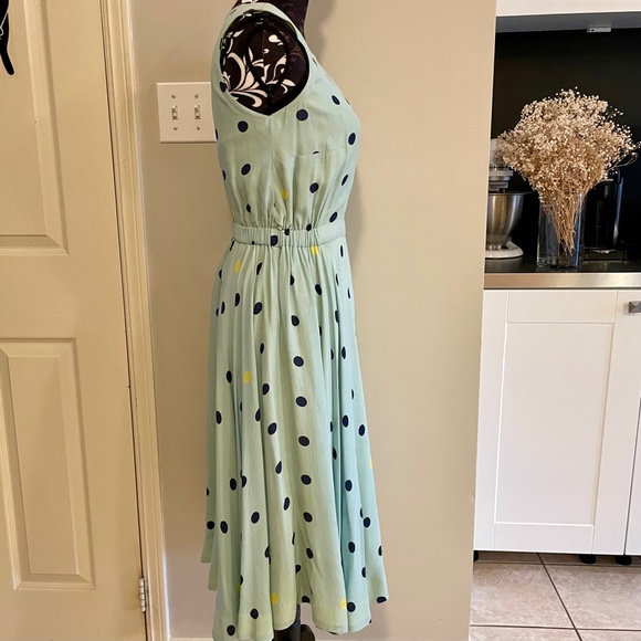Anthropologie Maple Across The Land Wrap Dress Polka Dot Blue Yellow - Size 2/4 - Picture 7 of 14